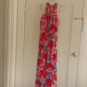 Halter neck maxi floral dress